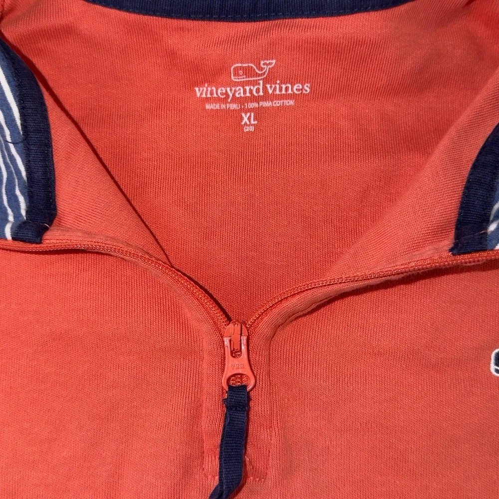 Vineyard‎ Vines Boys XL 20 Coral Orange Pima Cotton Quarter Zip Pullover Sweater